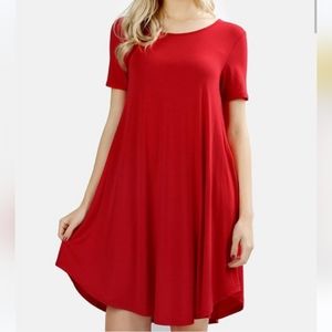 NWOT Red Tee Shirt Dress with pockets